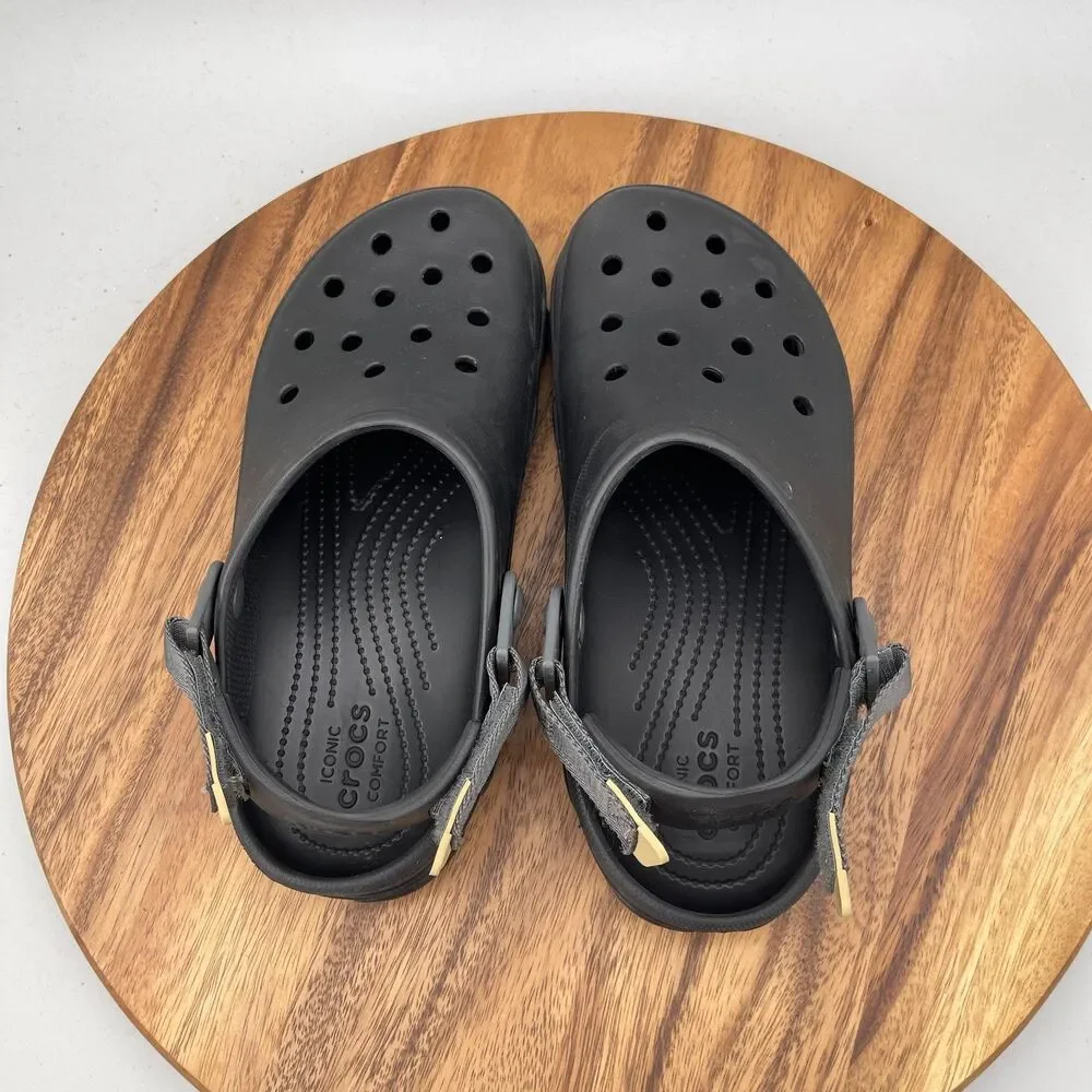 Crocs Classic All Terrain Clogs Mens Size 9 Black Adjustable Strap Casual